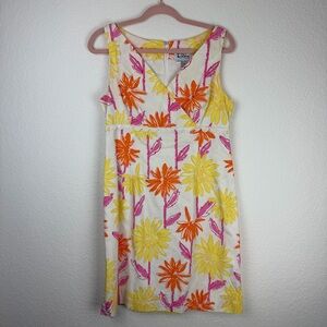 Lilly Pulitzer Vintage Sleeveless Knee Length Floral Dress White Pink Orange 10